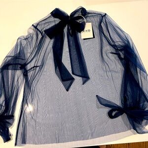 Rodarte for Target Sheer Navy Blouse - NWT, Size 2X